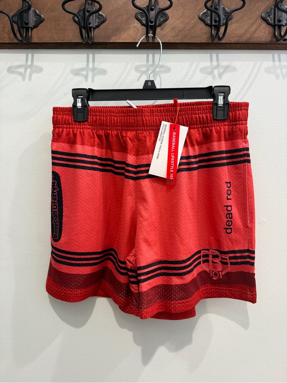 Baseball Lifestyle 101 Crayon Red Men's Small Athletic Shorts